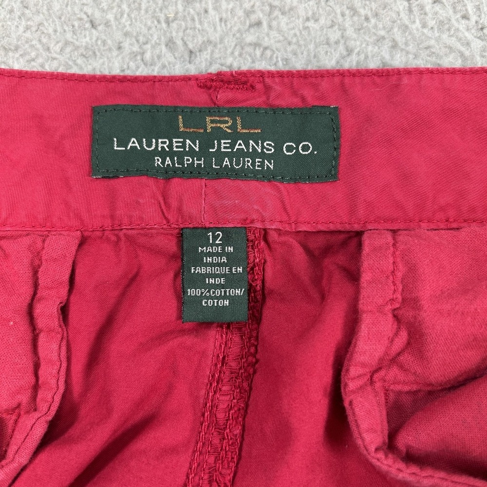 Lauren Ralph Lauren Pants Womens 12 Red Straight Leg Casual 100% Cotton Pockets - Picture 5 of 15